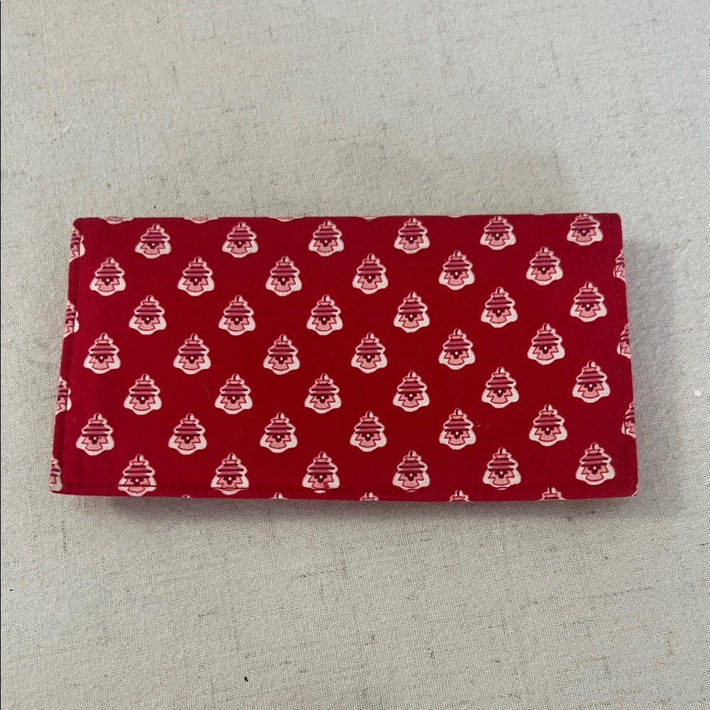 Vera Bradley Red Quilted Checkbook Cover with Pink Motif - Picture 3 of 3